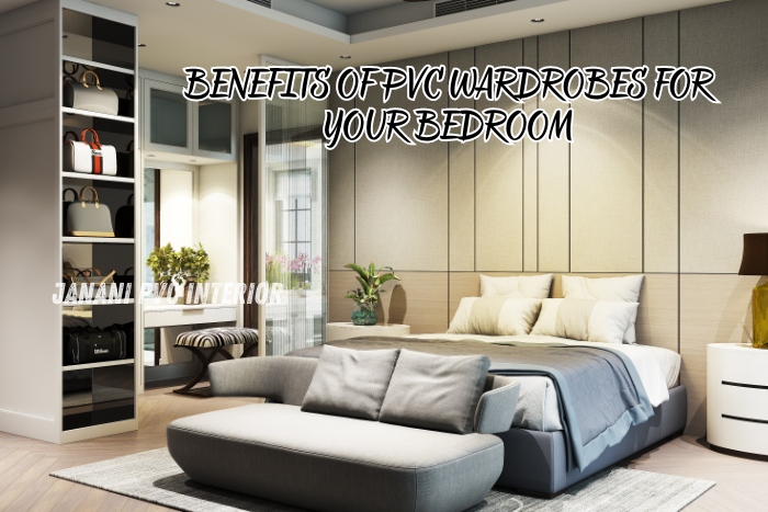 Elegant bedroom featuring a spacious PVC wardrobe by Maran PVCInterior in Bengaluru, showcasing the benefits of durable and stylish storage solutions for modern living spaces.