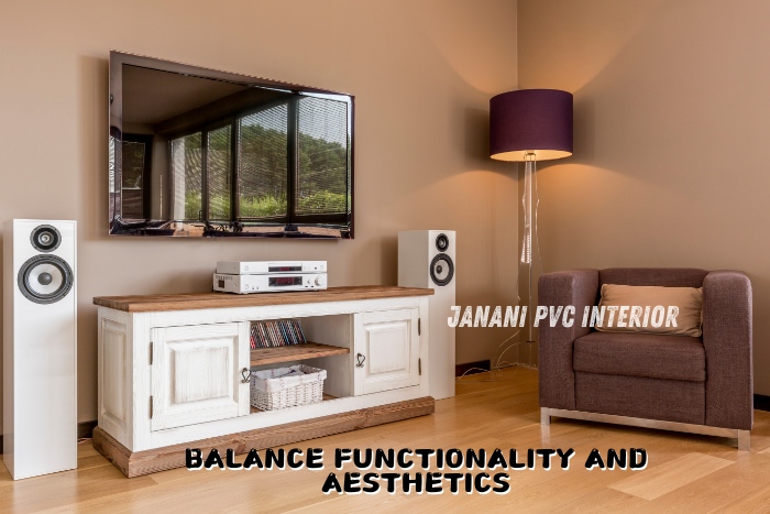 Elegant living room in Bengaluru featuring a custom PVC TV unit by Maran PVCInterior, perfectly blending functionality with aesthetics, highlighted by natural light and modern furnishings